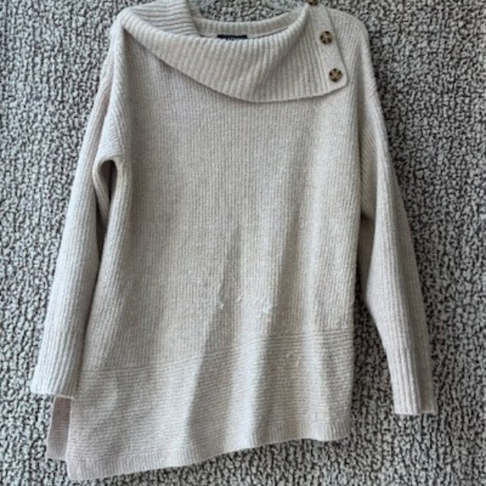 I.N. STUDIO Cream Asymmetrical Sweater
